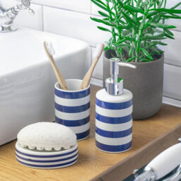 Harbour Housewares Ceramic Soap Dish - Navy Stripe - thumbnail 5