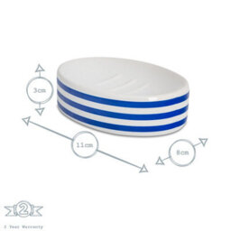 Harbour Housewares Ceramic Soap Dish - Navy Stripe - thumbnail 3