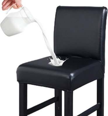 Stretchable Waterproof Pu Leather Bar Stool Cover, Chair Cover With Backrest For Swivel High (Black, 1 Piece) - image 1