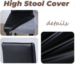 Stretchable Waterproof Pu Leather Bar Stool Cover, Chair Cover With Backrest For Swivel High (Black, 1 Piece) - thumbnail 4