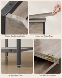 Songmics Narrow Charging Side Table, Slim Bedside Station With Usb Ports, Storage Bags, Heather Greige And Ink Black - thumbnail 7