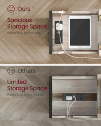 Songmics Narrow Charging Side Table, Slim Bedside Station With Usb Ports, Storage Bags, Heather Greige And Ink Black - thumbnail 5