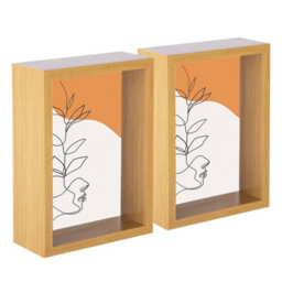 "Nicola Spring 5 X 7"" Deep Photo Frames - Light Wood - 3D Deep Box Picture Frame Portrait Display Case (20 X 15Cm) - Set Of 2" - thumbnail 1