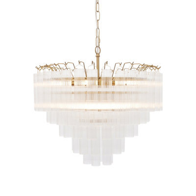 Loops Elegant Satin Brass Pendant Light With Ribbed Glass Design For Stylish Interiors - image 1