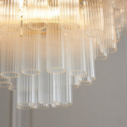 Loops Elegant Satin Brass Pendant Light With Ribbed Glass Design For Stylish Interiors - thumbnail 5