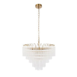 Loops Elegant Satin Brass Pendant Light With Ribbed Glass Design For Stylish Interiors - thumbnail 8