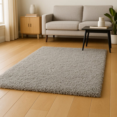 Uetian Luxury Silver Shaggy Rug 160X230 5Cm Deep Pile, Soft & Cozy Rectangular Carpet - image 1