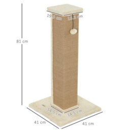 Pawhut Cat Scratching Post With Vertical Sisal Rope Ball Plush, 81Cm, Beige - thumbnail 3