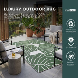 Homescapes Ada Botanical White & Green Outdoor Rug, 240 X 300 Cm - thumbnail 2