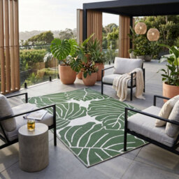 Homescapes Ada Botanical White & Green Outdoor Rug, 240 X 300 Cm - thumbnail 8