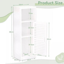 Big White Waterproof Bathroom Storage Cabinet Free Standing Cabinet Organizer Unit - thumbnail 2