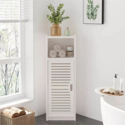 Big White Waterproof Bathroom Storage Cabinet Free Standing Cabinet Organizer Unit - thumbnail 3