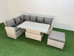 Fimous 7 Seat Rattan Outdoor Garden Furniture Corner Sofa Set Adjustable Lifting Dining Or Coffee Table Set With Big Footstool - thumbnail 2