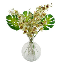 Leaf Glass Vase Clear Fern Print Glass Bottle Vase 26Cm Botanik - thumbnail 3