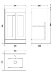 Nuie Classique 500mm Satin Green Floor Standing 2 Door Vanity Unit With Basin And Soft Close Doors-Satin Green - thumbnail 7