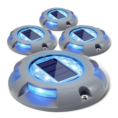 Siedinlar Solar Deck Lights Outdoor Waterproof Ground Light Garden For Pathway Driveway Step Dock 4 Pack (Blue)