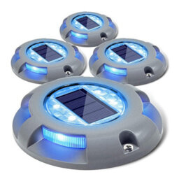 Siedinlar Solar Deck Lights Outdoor Waterproof Ground Light Garden For Pathway Driveway Step Dock 4 Pack (Blue)