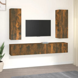 Berkfield Classic 5 Piece Tv Cabinet Set Smoked Oak Engineered Wood - thumbnail 2