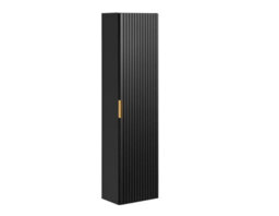 Impact Furniture Tall Bathroom Cabinet Wall Cupboard Slim Storage Unit Black Ribbed Fluted Tallboy Floating Furniture Adel - thumbnail 3