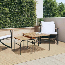 Walplus Garden Nest Of Coffee Tables 2 Pcs Brown And Black Steel - thumbnail 3