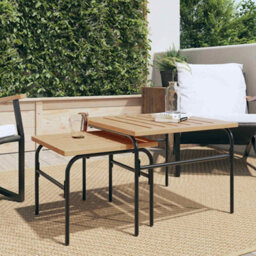 Walplus Garden Nest Of Coffee Tables 2 Pcs Brown And Black Steel