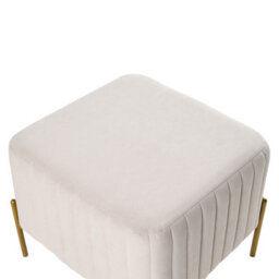 Wyld And Coco Off-White Velvet Footstool Ottoman With Gold Iron Legs 47 X 47 Cm - thumbnail 4