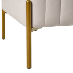 Wyld And Coco Off-White Velvet Footstool Ottoman With Gold Iron Legs 47 X 47 Cm - thumbnail 6
