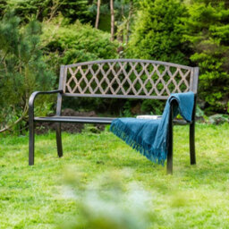 Garden Market Place Warwick Metal Garden Bench With Web Pattern Cast Iron Back - thumbnail 6
