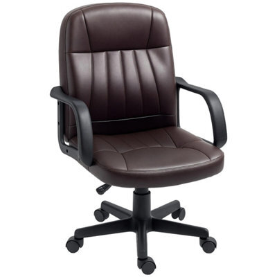 Pu Leather Office Chair Swivel Home Computer Desk Chair, Dark Brown - image 1