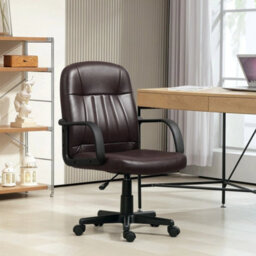 Pu Leather Office Chair Swivel Home Computer Desk Chair, Dark Brown - thumbnail 6