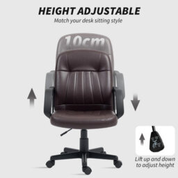 Pu Leather Office Chair Swivel Home Computer Desk Chair, Dark Brown - thumbnail 4