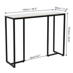 Fativo 100Cm Long Slim Hallway Console Sintered Stone Marble Metal Narrow Modern Side Sofa Industrial Stand, White - thumbnail 2