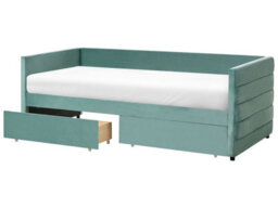 Wyld And Coco Living Mint Green Velvet 3Ft Single Daybed With Quilted Upholstery And Drawers - thumbnail 3