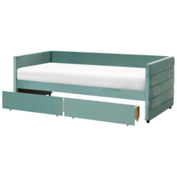 Wyld And Coco Living Mint Green Velvet 3Ft Single Daybed With Quilted Upholstery And Drawers - thumbnail 6