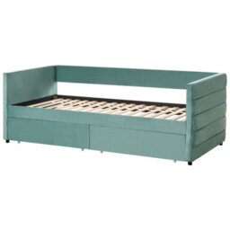 Wyld And Coco Living Mint Green Velvet 3Ft Single Daybed With Quilted Upholstery And Drawers - thumbnail 7