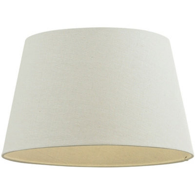 "14"" Inch Round Tapered Drum Lamp Shade Ivory Linen Fabric Cover Simple Elegant" - image 1