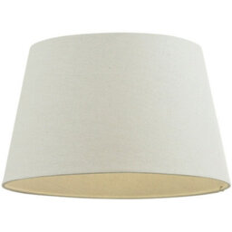 "14"" Inch Round Tapered Drum Lamp Shade Ivory Linen Fabric Cover Simple Elegant"