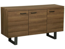 Beliani Nest And Nook Industrial Sideboard 3 Door Dark Brown With Grey Sled Metal Base And Aluminium Handles - thumbnail 3