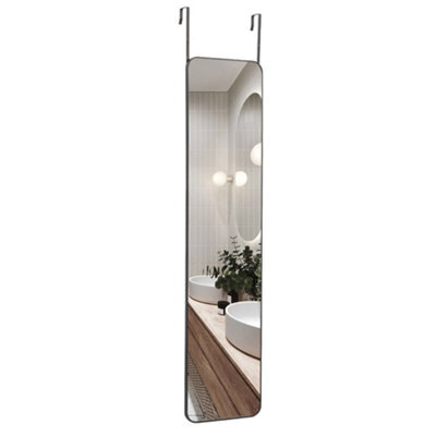 Living And Home Black Rectangle Full Length Mirror Wall Mounted Or Over The Door Floor Mirror Framed Mirror Round Corner 28 X 118 Cm - image 1