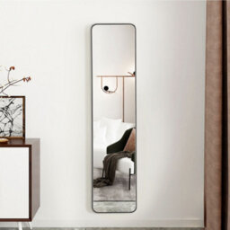 Living And Home Black Rectangle Full Length Mirror Wall Mounted Or Over The Door Floor Mirror Framed Mirror Round Corner 28 X 118 Cm - thumbnail 2