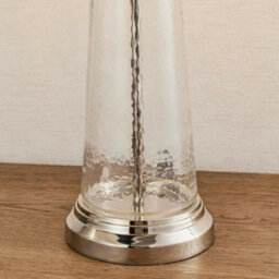 Luxury Table Lamp Textured Hammered Clear Glass & Teal Velvet Fabric Shade Light - thumbnail 5