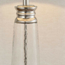 Luxury Table Lamp Textured Hammered Clear Glass & Teal Velvet Fabric Shade Light - thumbnail 3