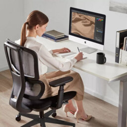 Xample Shelby Mesh Back Operator Chair Black Ergonomic Office Chair With Dual Lumbar Support Adjustable Height Tilt Lock - thumbnail 3