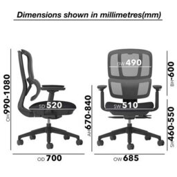 Xample Shelby Mesh Back Operator Chair Black Ergonomic Office Chair With Dual Lumbar Support Adjustable Height Tilt Lock - thumbnail 2