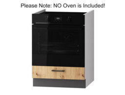 Impact Furniture Kitchen Oven Housing Unit 600mm Cabinet Cupboard For Single Oven Grey Oak 60Cm Storage Door Clara - thumbnail 2