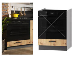 Impact Furniture Kitchen Oven Housing Unit 600mm Cabinet Cupboard For Single Oven Grey Oak 60Cm Storage Door Clara - thumbnail 1