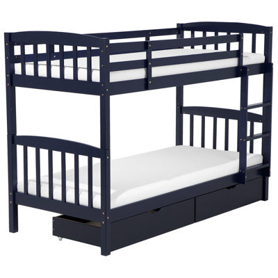 Beliani Bunk Bed With Drawers Wood Revin 90 X 200 Cm (Eu Single) Navy Blue - image 1