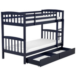 Beliani Bunk Bed With Drawers Wood Revin 90 X 200 Cm (Eu Single) Navy Blue - thumbnail 4