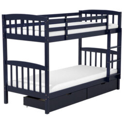Beliani Bunk Bed With Drawers Wood Revin 90 X 200 Cm (Eu Single) Navy Blue - thumbnail 1