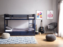 Beliani Bunk Bed With Drawers Wood Revin 90 X 200 Cm (Eu Single) Navy Blue - thumbnail 2